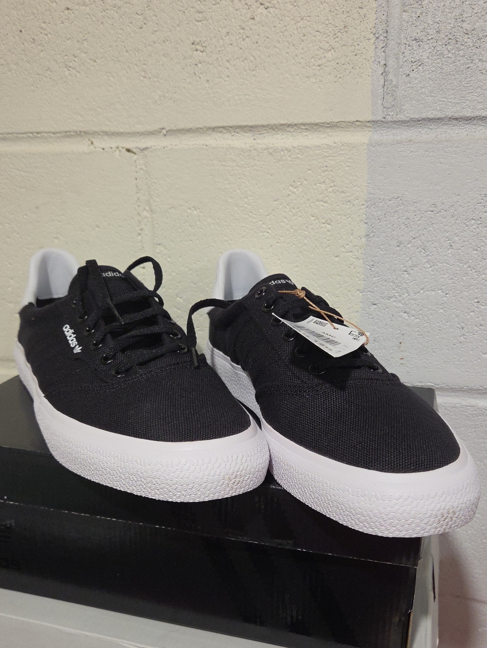 adidas Black Canvas Low-Top Sneakers with White Platform